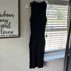 Black high neck sleeveless sweater dress